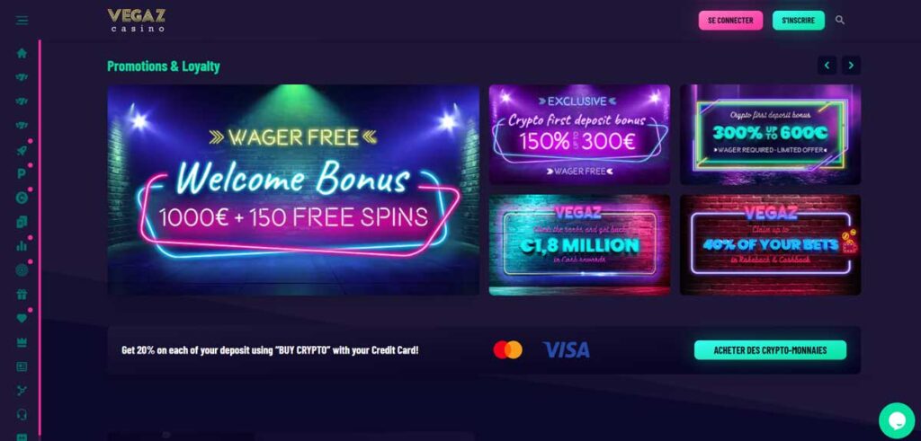 Vegaz Casino 14 Bonus et promotions