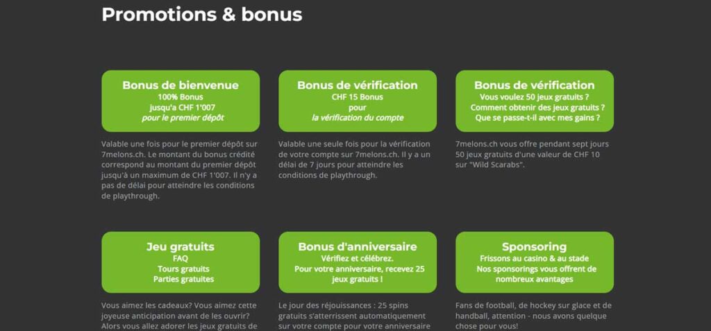 Bonus et promotions