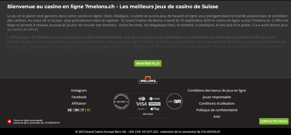 Informations de casino