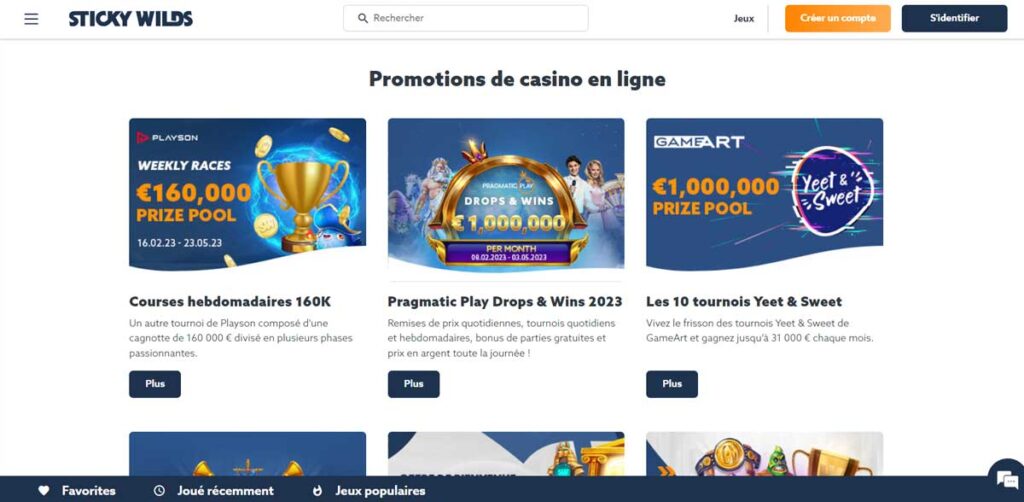 Sticky Wilds 13 Promotions et Bonus