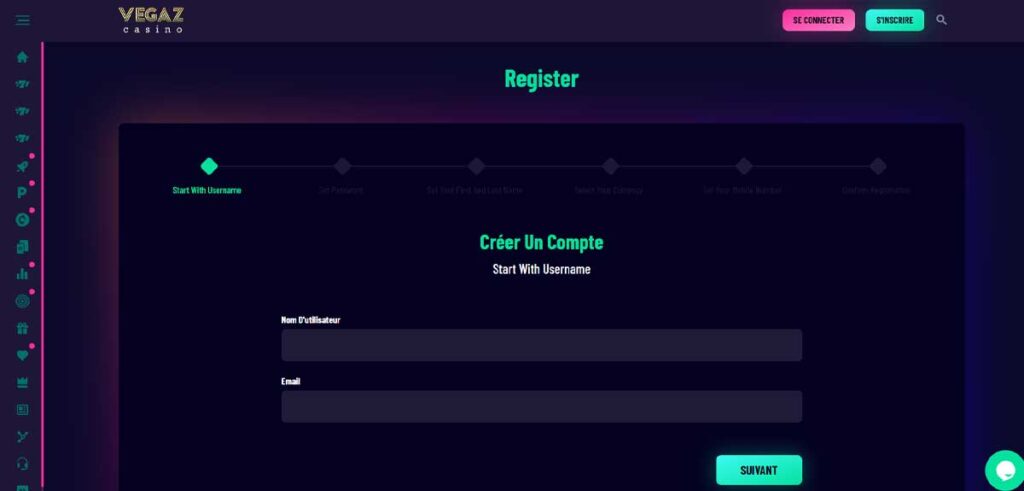 Vegaz Casino 17 Sinscrire