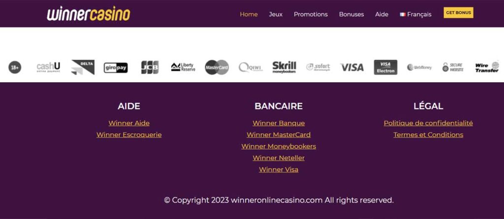 Winner 15 Informations de casino