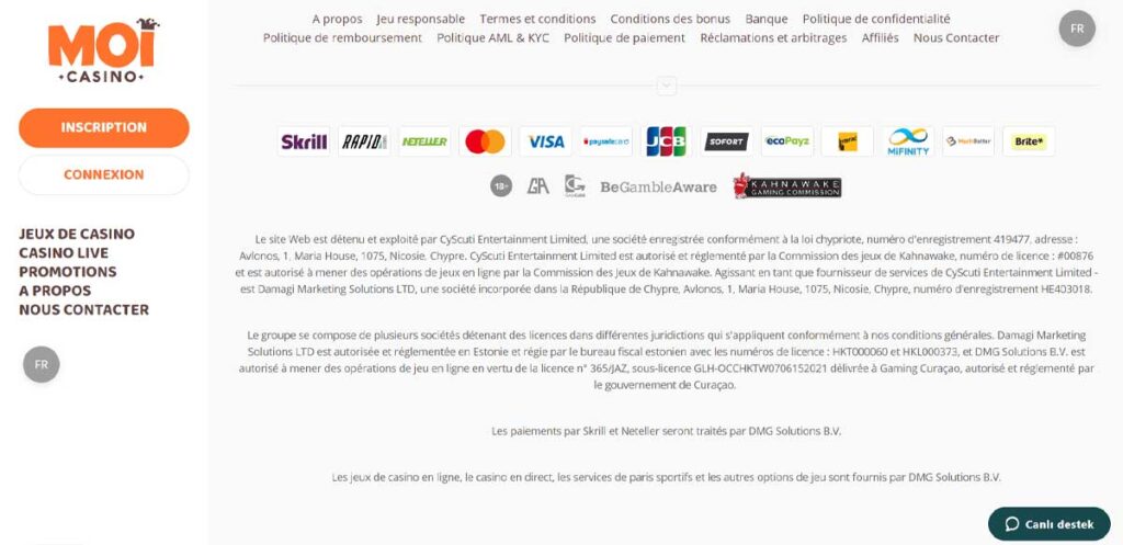 Moi Casino 16 Informations de casino