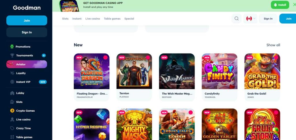 Goodman Casino 14 Jeux en ligne
