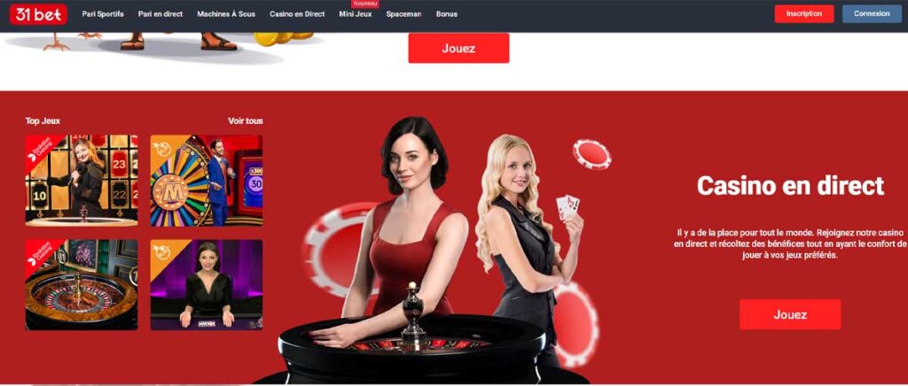 31Bet Casino 12 Casino en direct