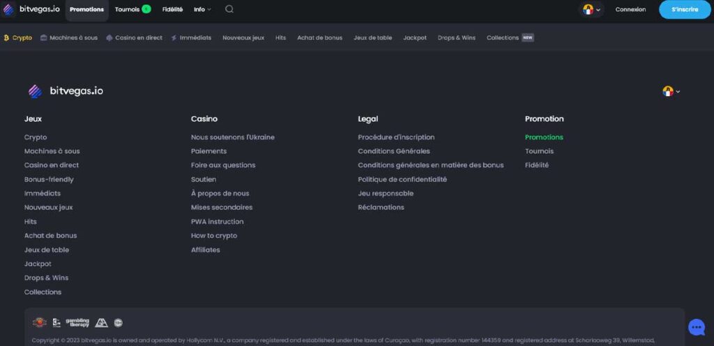 Bitvegas Casino 16 Informations de casino