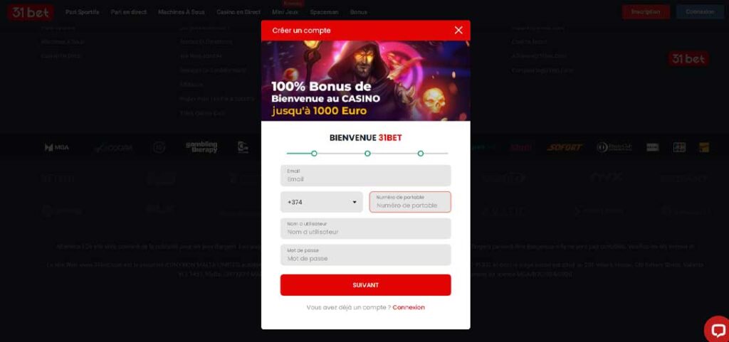 31Bet Casino 15 Sinscrire de casino