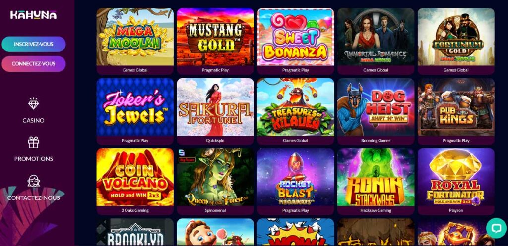 Kahuna Casino 15 Jeux en ligne