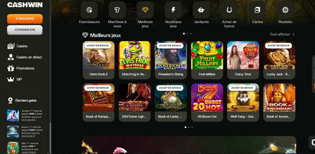 Cashwin Casino 15 Jeux en ligne