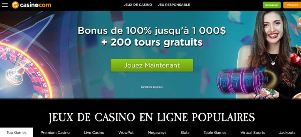 Casino.com 12 Page d'accueil