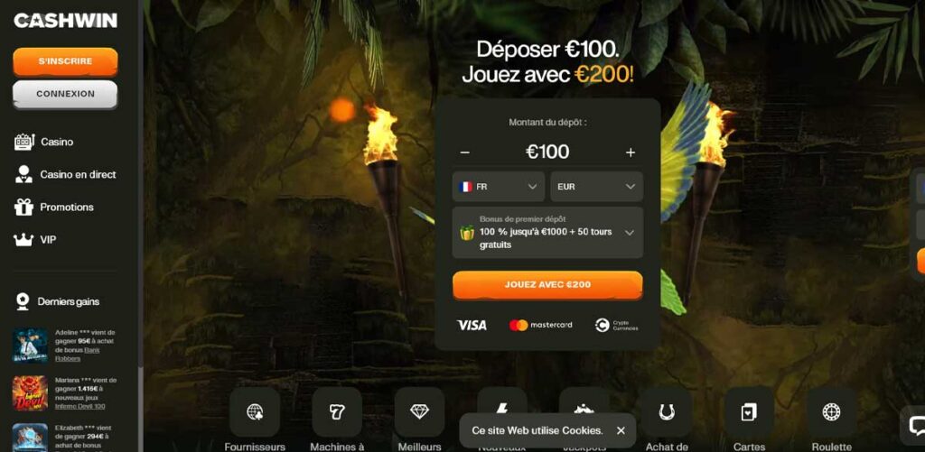 Cashwin Casino 12 Page d'accueil