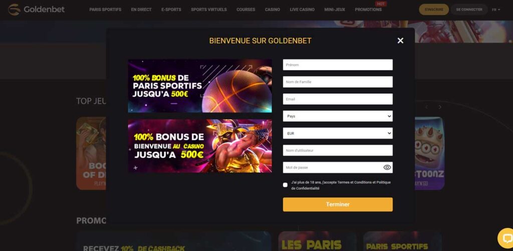 Goldenbet 14 Sinscrire de casino