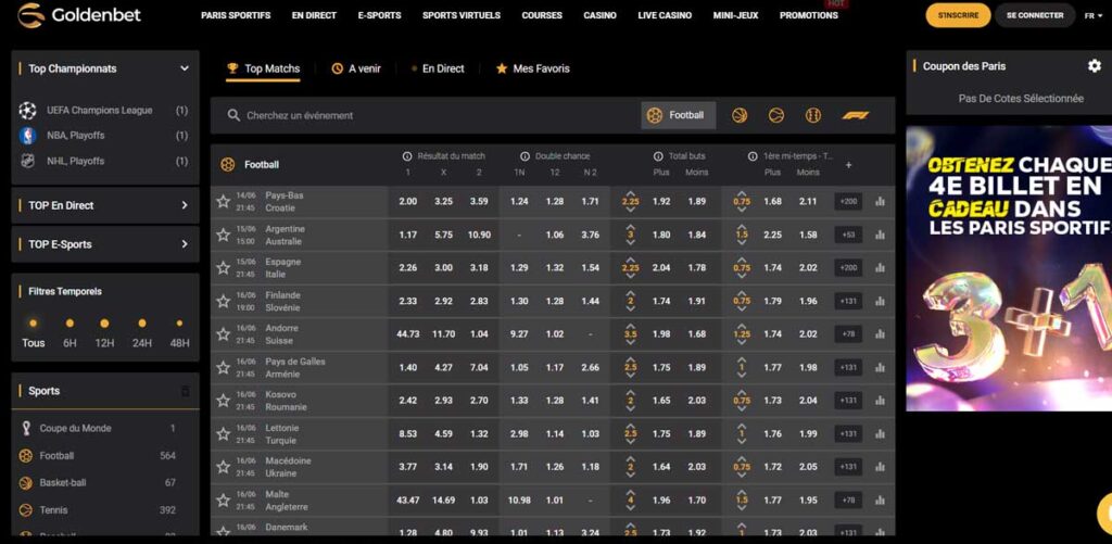 Goldenbet 15 Sports de casino