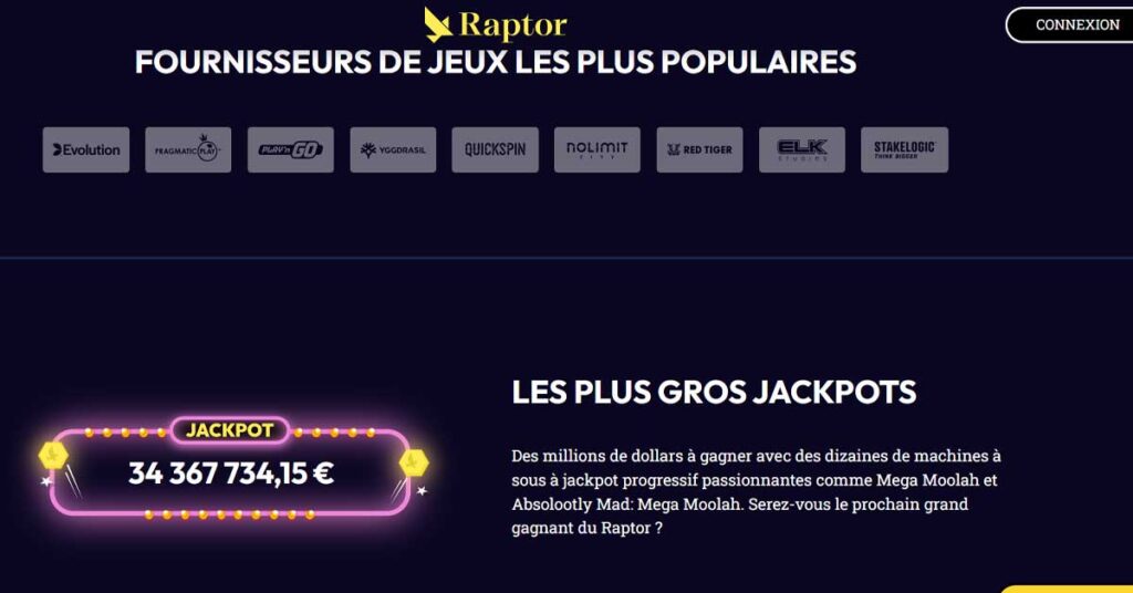 Raptor Casino 14 Informations de casino