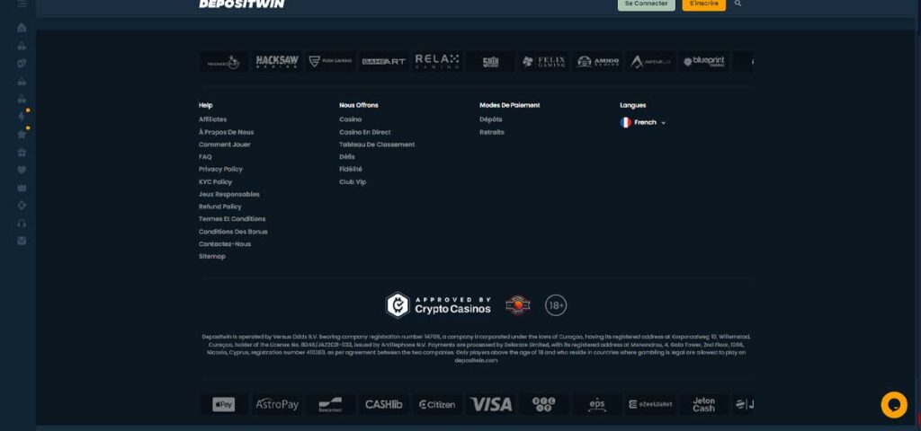 DepositWin 15 Informations de casino