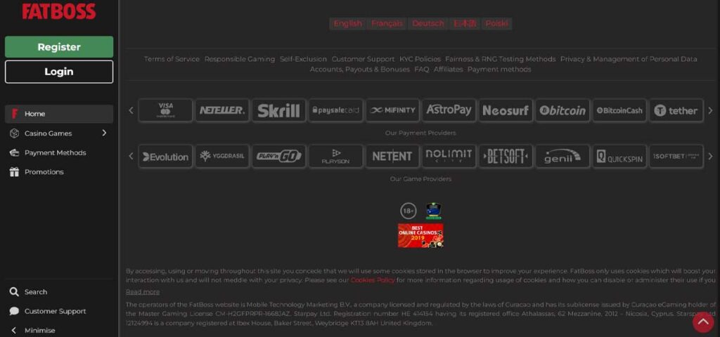 Fatboss 15 Informations de casino