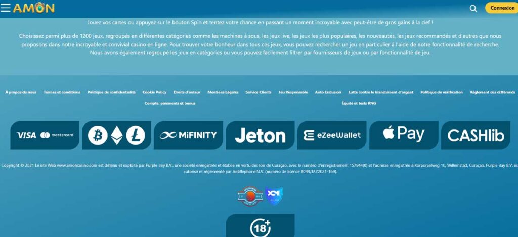 Amon 18 Informations de casino