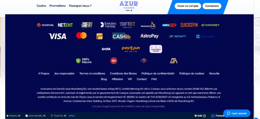 Azur 16 Informations de casino