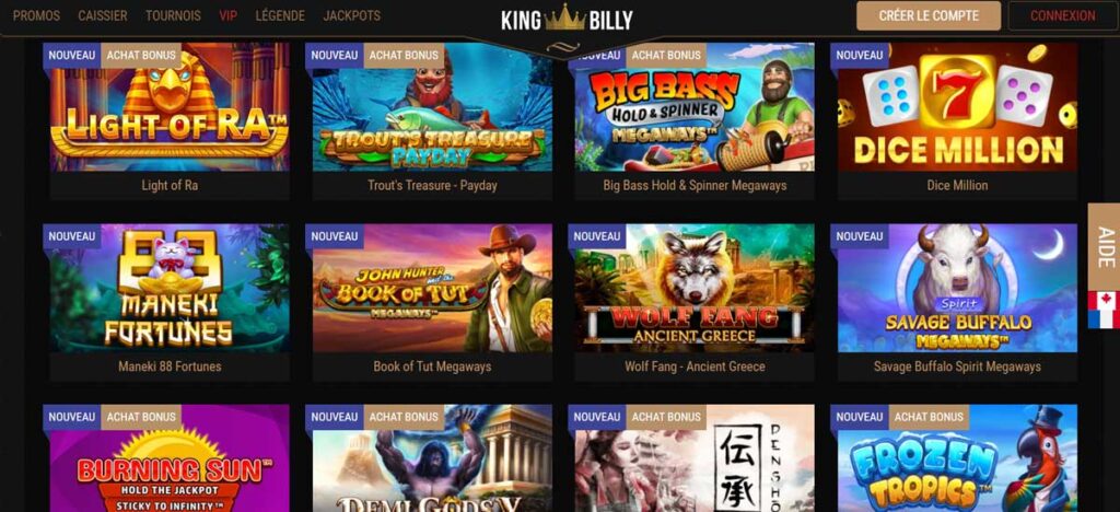King Billy Casino 15 Jeux de casino
