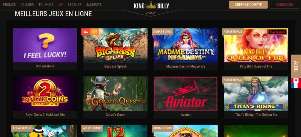 King Billy Casino 13 Jeux en ligne