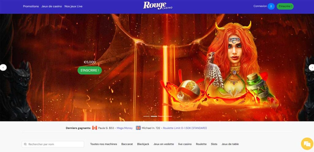 Rouge Casino 12 Page d'accueil