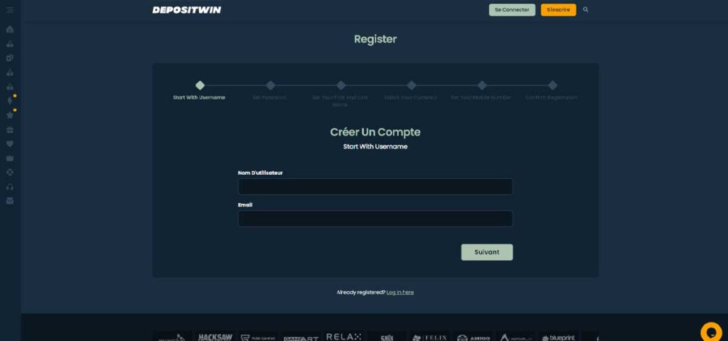 DepositWin 13 Sinscrire de casino