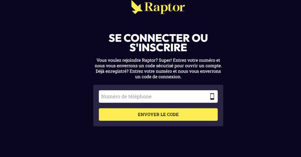 Raptor Casino 13 Page d'accueil