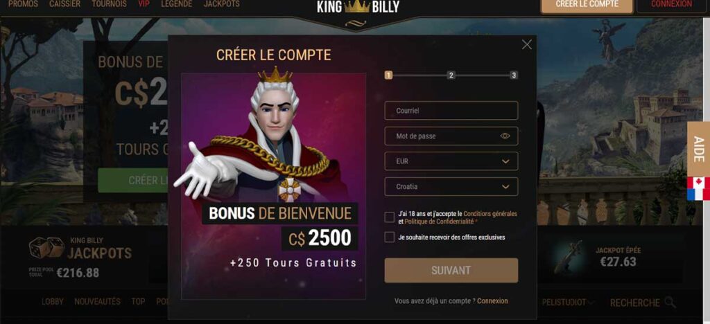 King Billy Casino 14 Sinscrire de casino