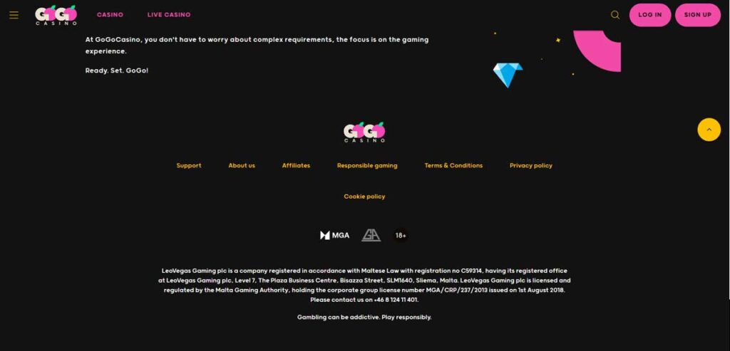 Gogo 15 Informations de casino