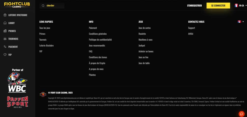 Fight Club 15 Informations de casino