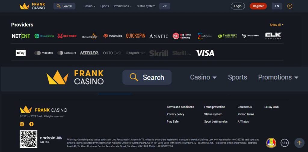 Frank 17 Informations de casino