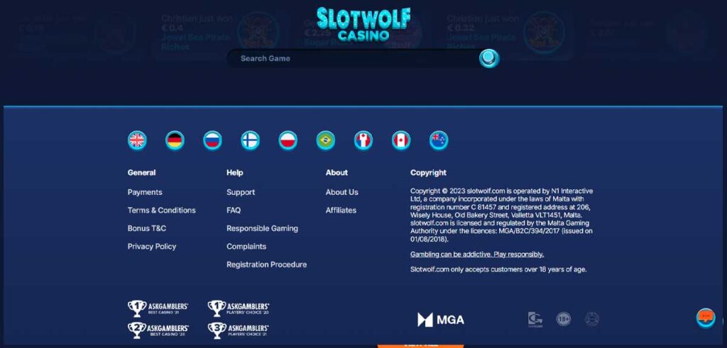 SlotWolf 17 Informations de casino