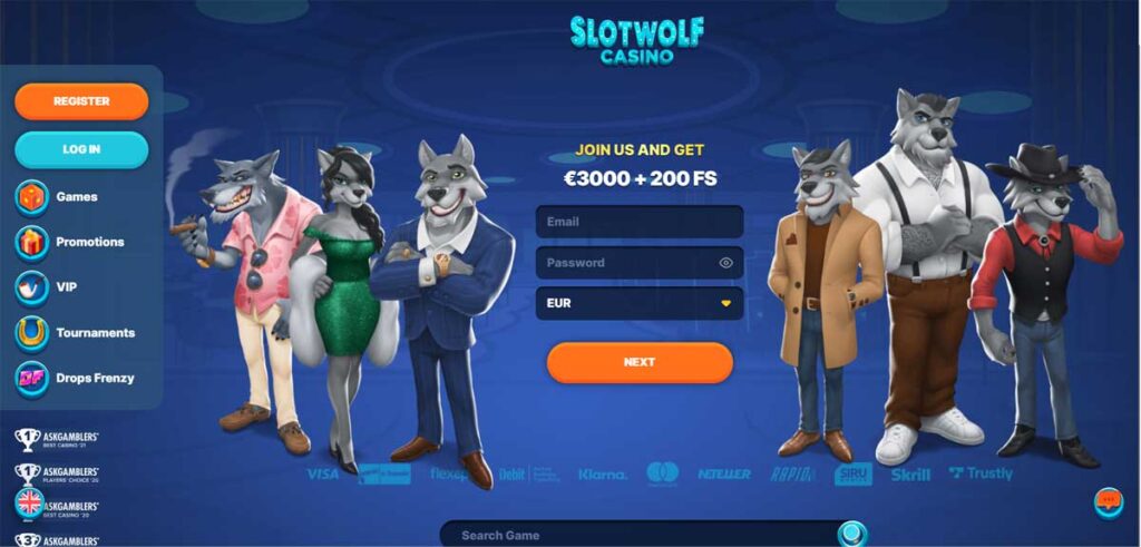 SlotWolf 12 Page d'accueil