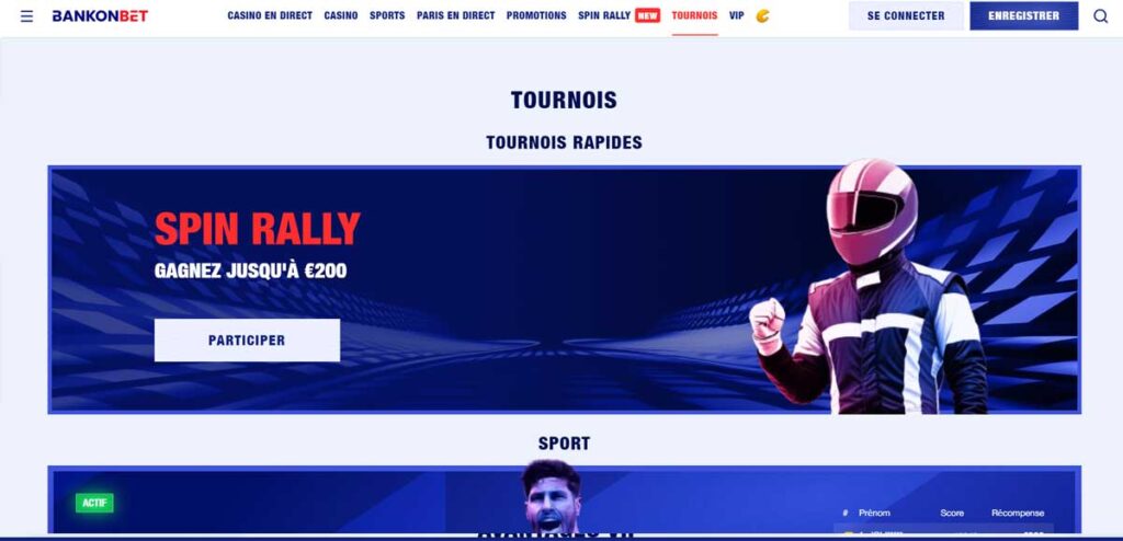 Bankonbet 20 Tournois de casino