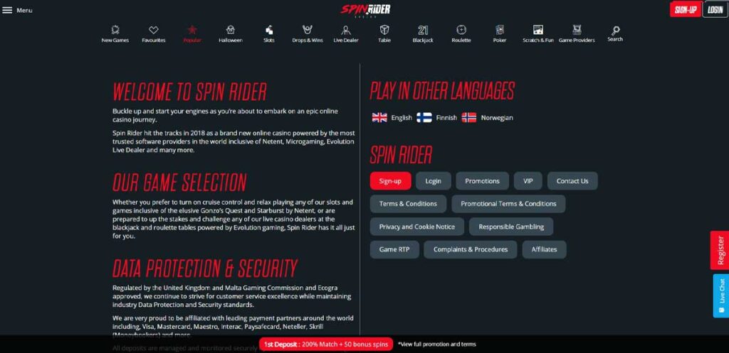 Informations de casino