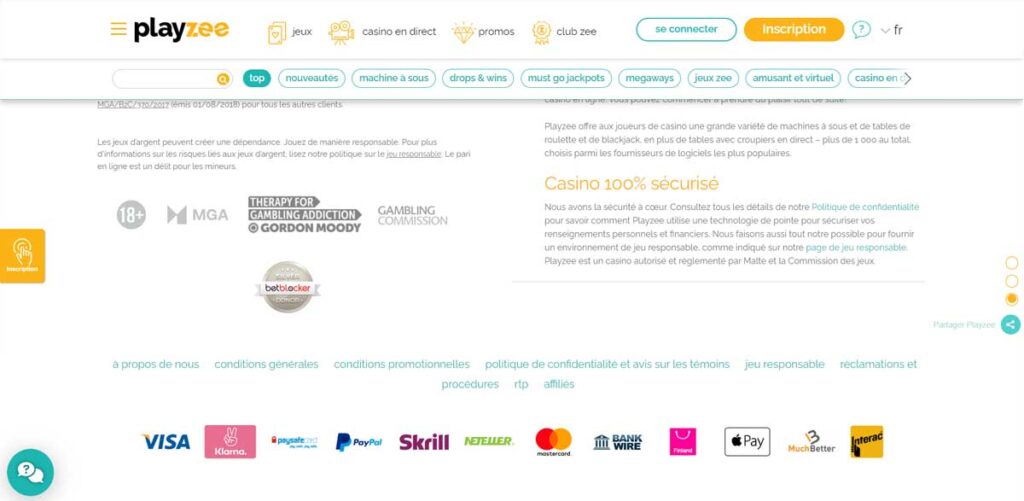 Playzee 15 Informations de casino