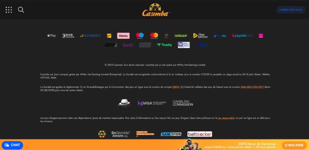 Casimba 15 Informations de casino