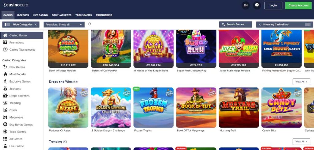 CasinoEuro 15 Jeux de casino