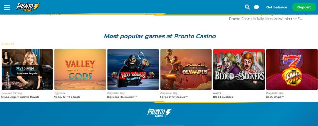 Pronto 14 Jeux de casino