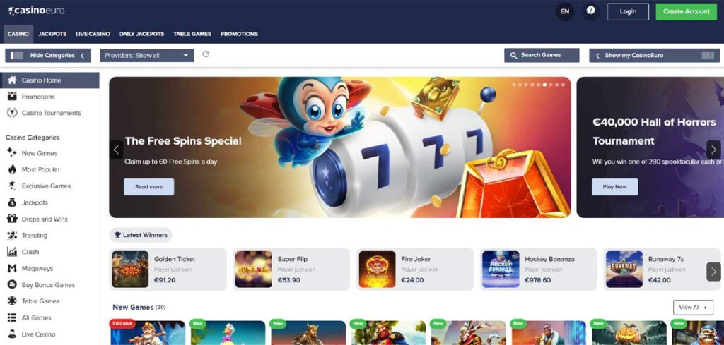 CasinoEuro 12 Page d'accueil