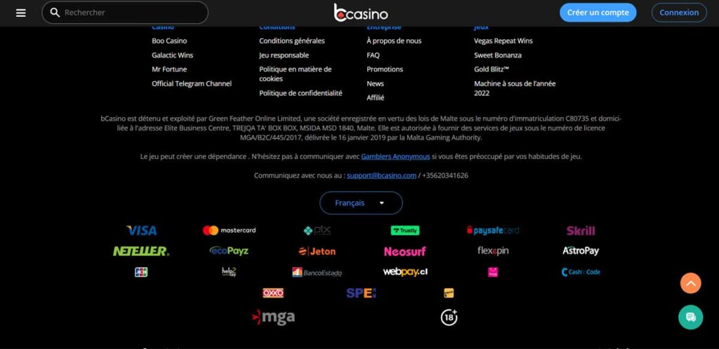 BCasino 16 Informations de casino