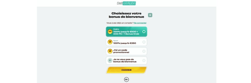 BetAlright 5 Sinscrire de casino
